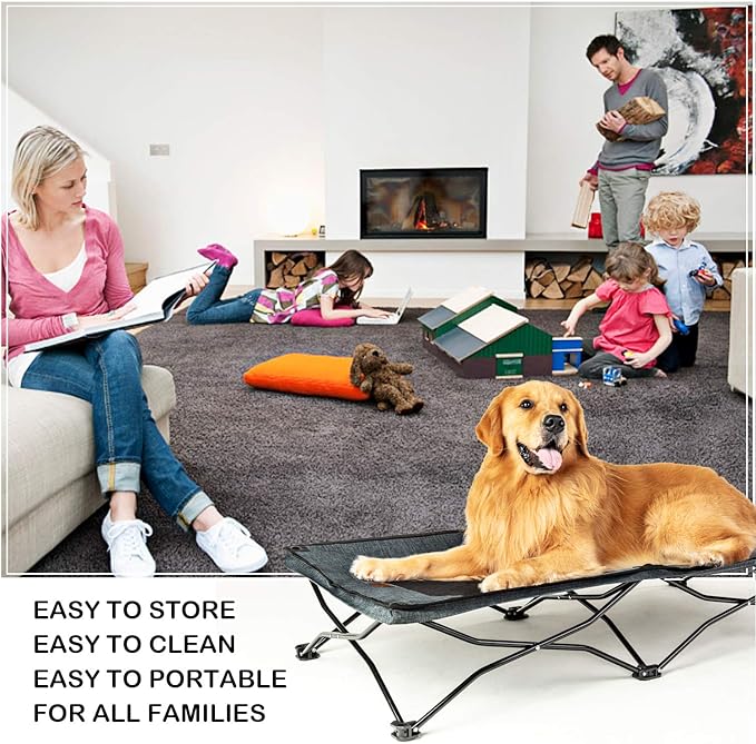 YEP HHO 54 Inches Long Elevated Folding Pet Bed Cot Travel Portable Breathable Cooling Textilene Mesh Sleeping Dog Bed(54 inch(Pack of 1)