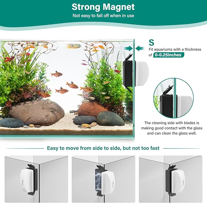 hygger Magnetic Aquarium Glass Cleaner 4 Detachable
