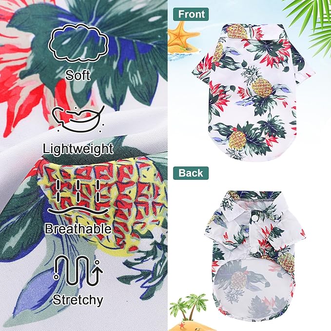Dog Hawaiian Shirt Hawaii Style Summer Dog Clothes Boy Girl Breathable Cool Costume Beach Seaside Sweatshirt for Small Puppy Polo T-Shirt Pet Outfit