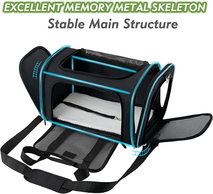 Soundy Dog Carrier Cat Carriers Airline Approved Pet Carrier for Small Medium Dogs Cats Under 15Lbs Puppies Collapsible Soft Sided TSA Travel Puppy Carrier Bag (Medium