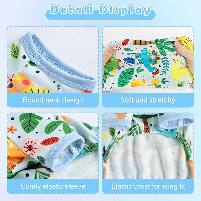 Dog Pajamas Pjs Spring Summer Dog Clothes for Small Dogs Girl Boy Soft Stretchy Puppy Clothes Onesie Cat Pet Jammies Outfit (Blue Dinosaur