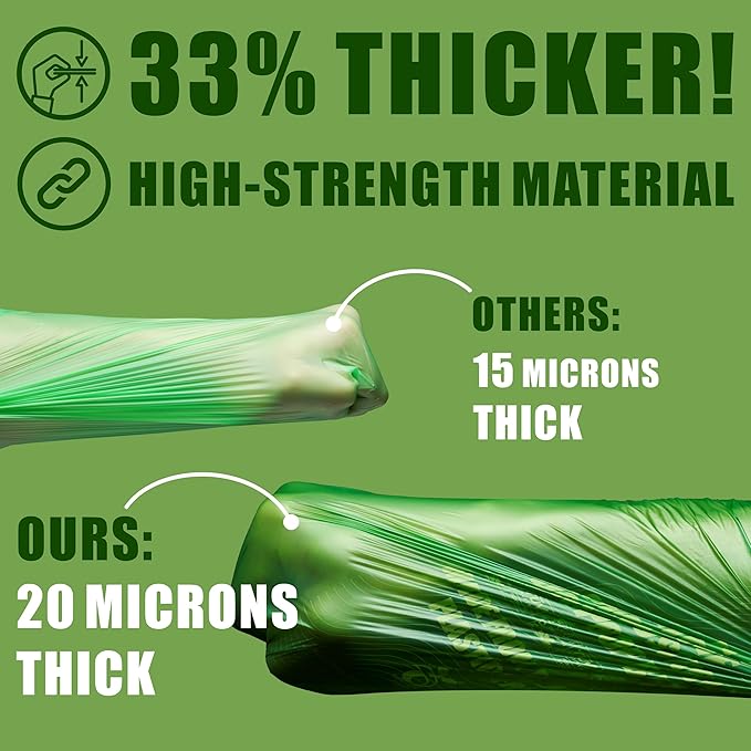 100% Home Compostable Dog Poop Bags With Handles 33% Thicker 8x Protection 60 Bags)