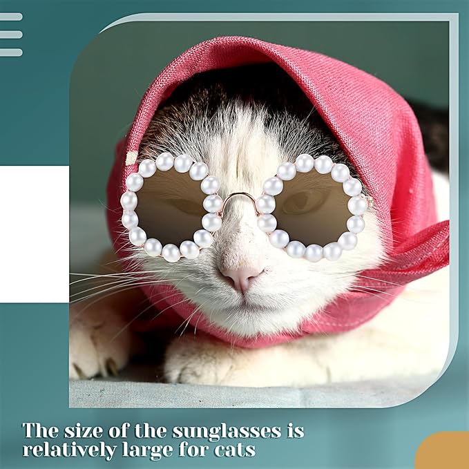 Dog Sunglasses Retro Pet Glasses Doll Glasses Classic Round Dog Glasses Metal Cat Puppy Eye Wear Hippie Costumes for Cats and Dogs