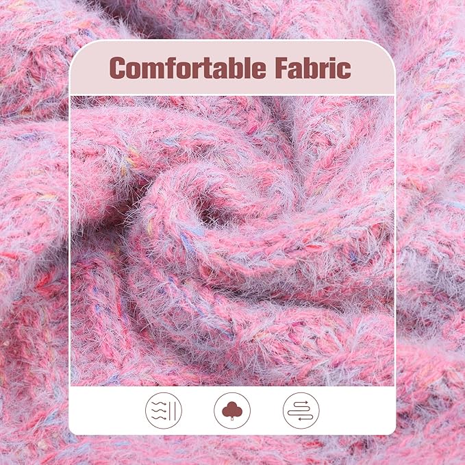 BEAUTYZOO Small Dog Sweater -Turtleneck Pullover Classic Cable Knit Fuzzy Winter Coat Dog Cold Weather Clothes for Small Medium Dogs Puppy Girl Boys(Gradient Rose, S)