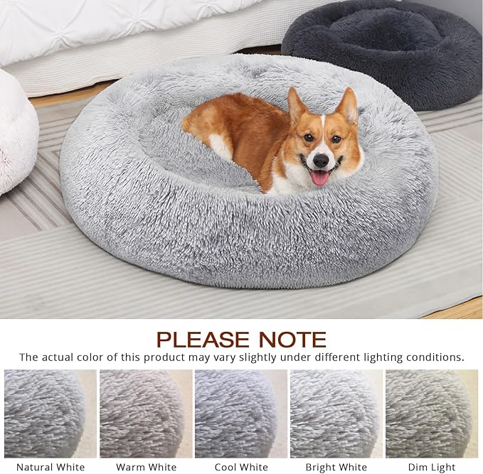 JOLLYVOGUE Calming Donut Dog Bed (24")