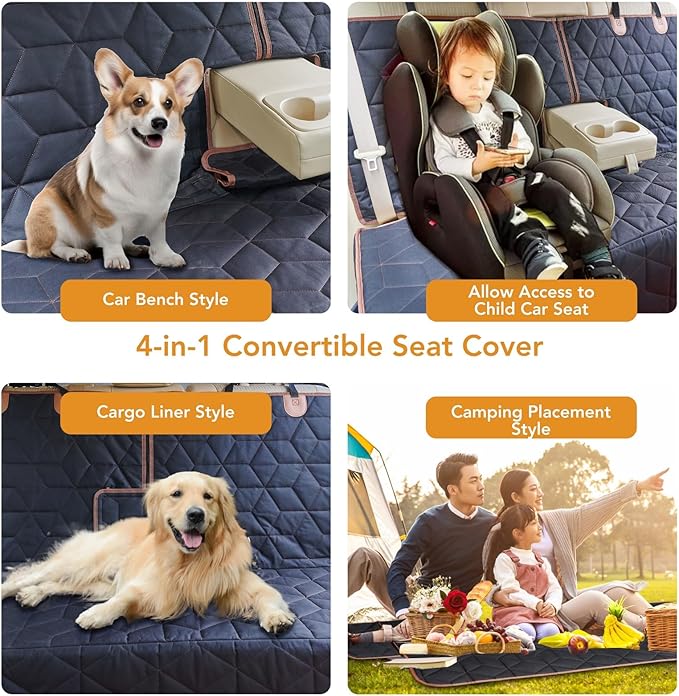 Dog Car Seat Cover for Back Seat Pets Cover Protector Waterproof Bench Car Backseat Covers Dog Seat Covers for Cars