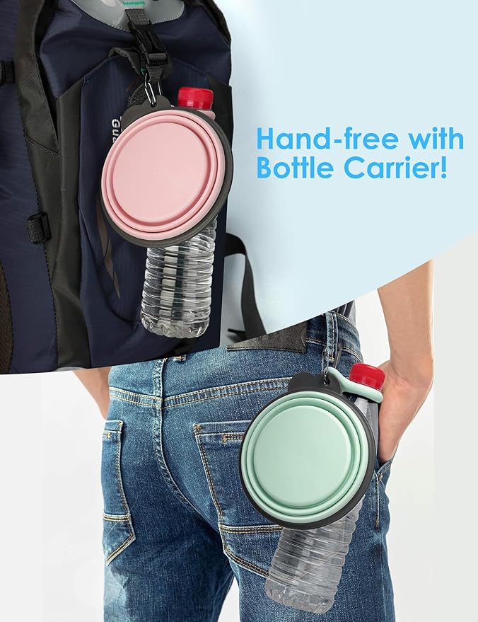 Aonkey Collapsible Dog Bowls with Bottle Carrier 2 Pack 15oz