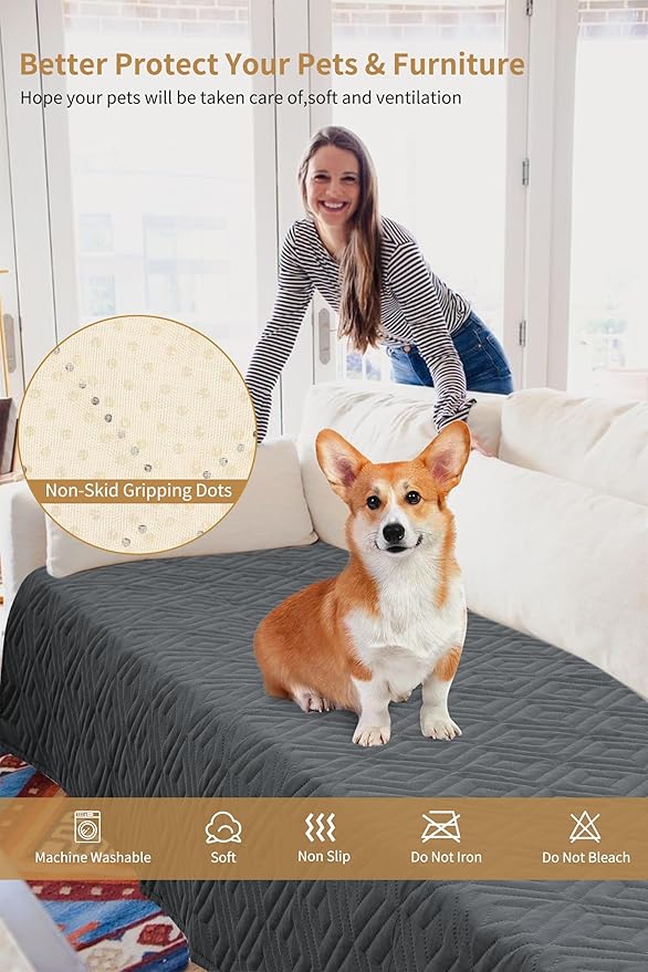 2 Packs Waterproof Dog Bed Cover Cover,30x70 Inch Cats,Dogs,Pets(2 Pcs-Grey/Beige)