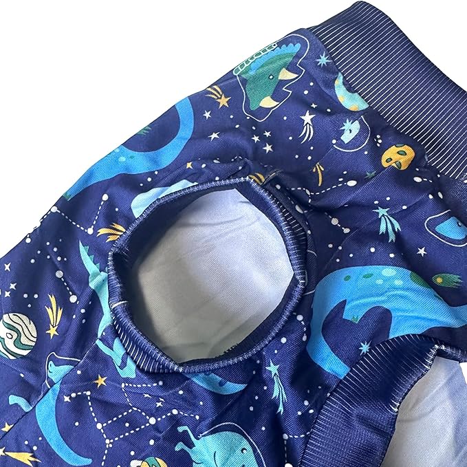 Dog Navy Sleeveless T Shirts with Universe Dinosaur Pattern Printed Soft Vest for Large Dogs (L, Vest)