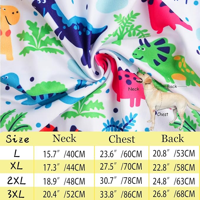 Dog Sleeveless T Shirt Colorful Dinosaur Prints Dog Vest Shirt Soft Stretchy Summer Clothes for Extra Large Dog Boys Girls Shirt (3X-Large,Dinosaur)