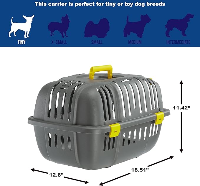 Ferplast Jet Pet Carrier: Value Dog Carrier Suitable for Toy Dog Breeds & Small Cats 18.51L x 12.6W x 11.42H inches,