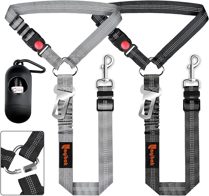 Removable Dog Seat Belts Harness for Car 3 in 1 Pet 2PCS and