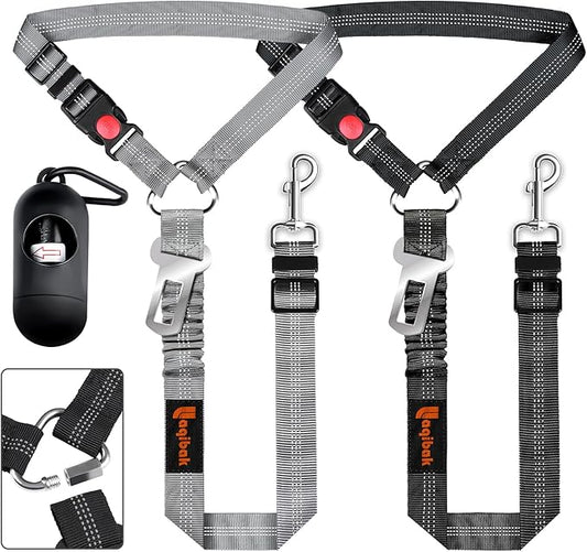Removable Dog Seat Belts Harness for Car 3 in 1 Pet 2PCS and