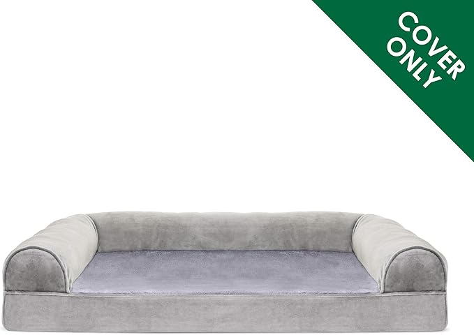 Furhaven Replacement Dog Bed Cover Faux Fur & Velvet Sofa-Style