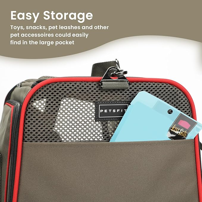 Petsfit Airline Approved Expandable Large Cat Carrier Small Dog Carrier 17" x 11" x 11" Collapsible