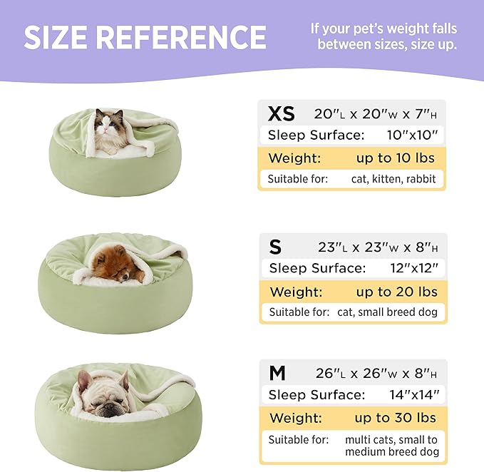 Lesure Small Dog Bed with Cover Cave 23"