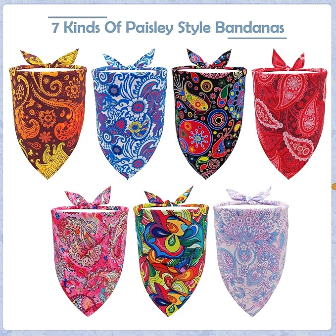 Paisley Dog Bandanas for Large Dogs Breed 33 7PCS