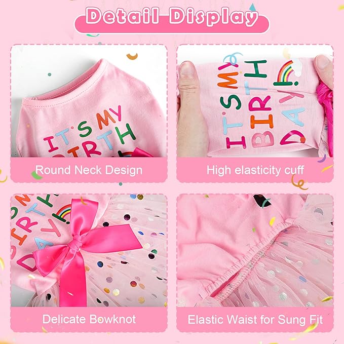 Dog Birthday Dress Birthday Hats Set Dog Clothes for Small Dogs Girl Puppy Birthday Princess Dresses Pet Cat Birthday Outfit (Birthday Dress Set