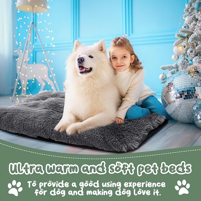 Suzile 2 Pcs Dog Cat Beds Dog Crate Beds with Machine Washable Anti-Slip Thick Puppy Beds Plush Pet Crate Pads Ultra Soft Dog Beds for Large Dog Pet Beds Medium Small Dogs