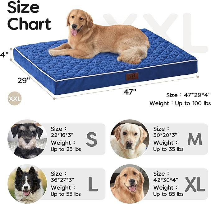 Orthopedic Dog Beds for Large Dogs with Removable Washable Cover 48 inch,