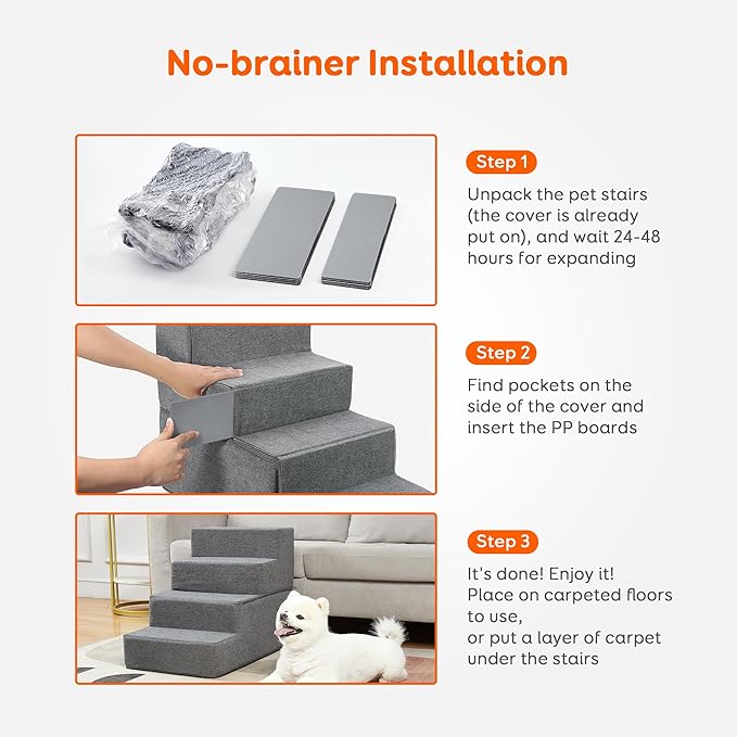 Dog Stairs & Steps for Small Dogs Cats 4-Step (18''