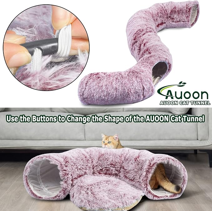 AUOON Cat Tunnel Bed with Central Mat
