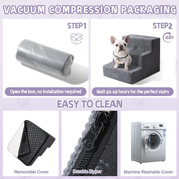 Dog Stairs for Small Dogs 3-Step Foam