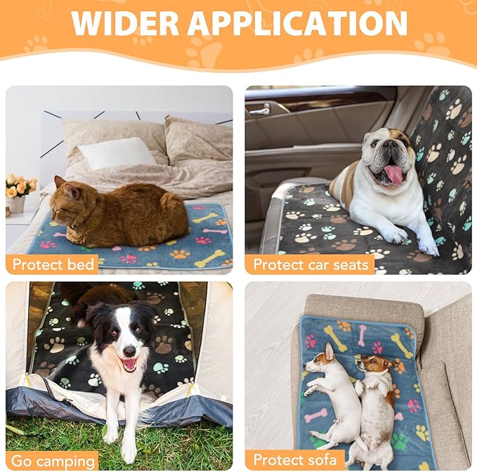 KinHwa Waterproof Dog Blanket for Medium Dogs Washable 2 Pack 30x20in