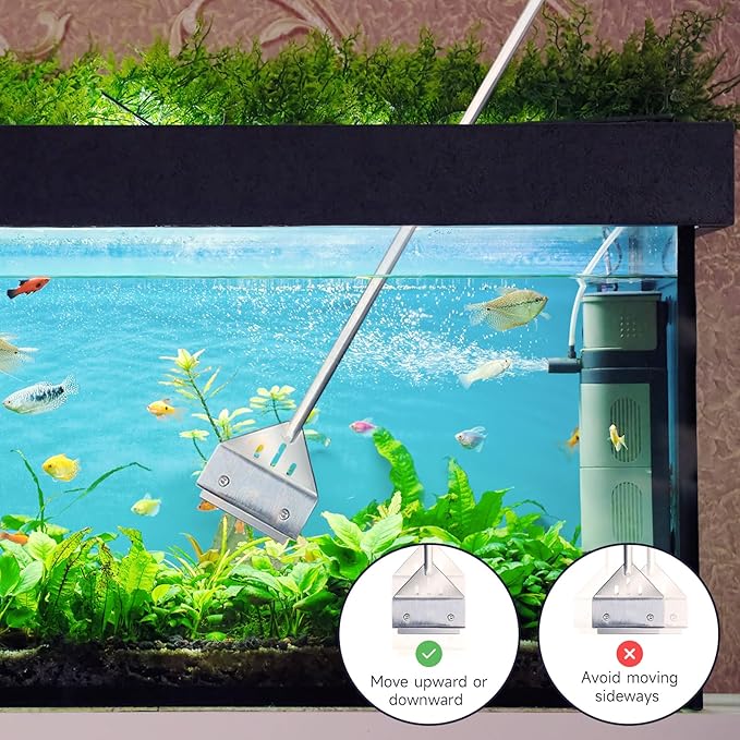 Kirecoo Algae Scraper for Glass Aquariums 25.6" Fish 10 Blades,