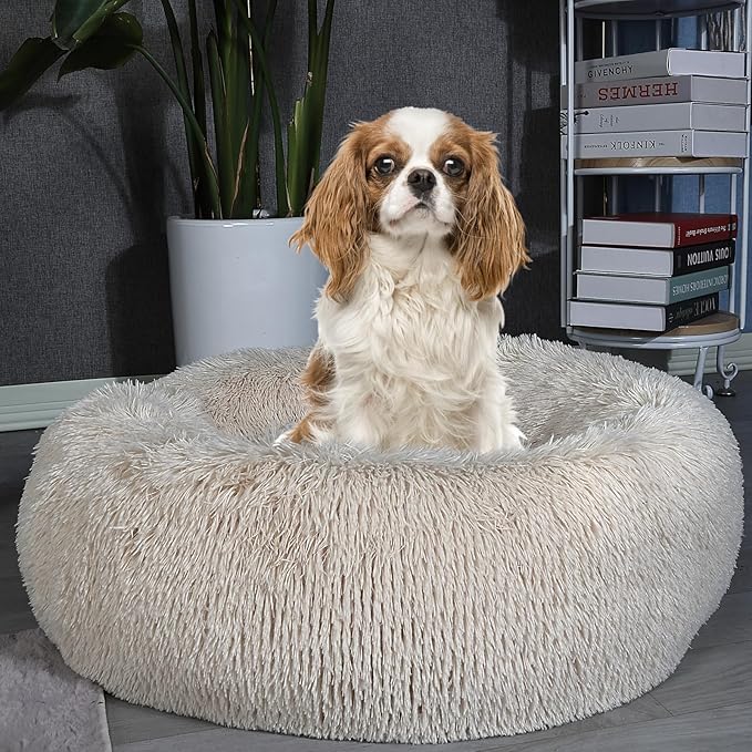 Small Dog Bed Calming Dogs Bed for Small Medium Large Dogs Anti-Anxiety Puppy Bed Machine Washable Warming Cozy Soft Pet Round Bed Fits up to 10-100 lbs (Medium (Pack of 1)