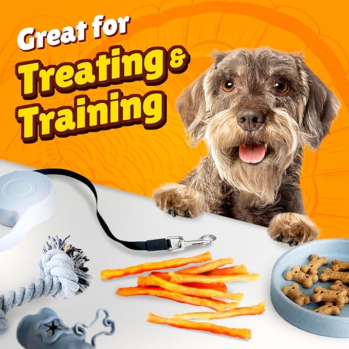 Gootoe Soft Turkey Tendon Dog Treat 1 lb (Pack of 1) – Soft Pumpkin Strip 100% USA