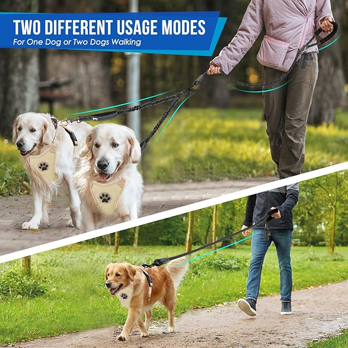 Lukovee Double Dog Leash 360° Swivel