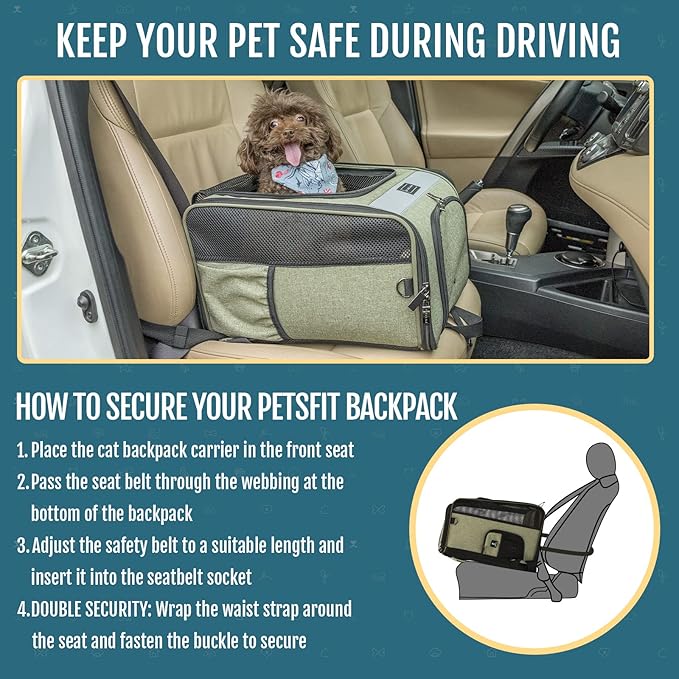 Petsfit Cat Backpack Carrier with Soft Plush Mat 22 lbs