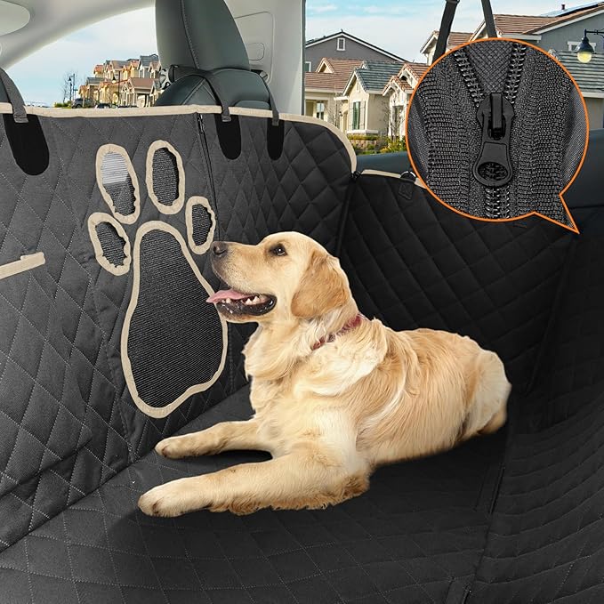 BESTSWEETIE 2024 Newest Dog Car Seat Cover for Back Seat 100% Waterproof