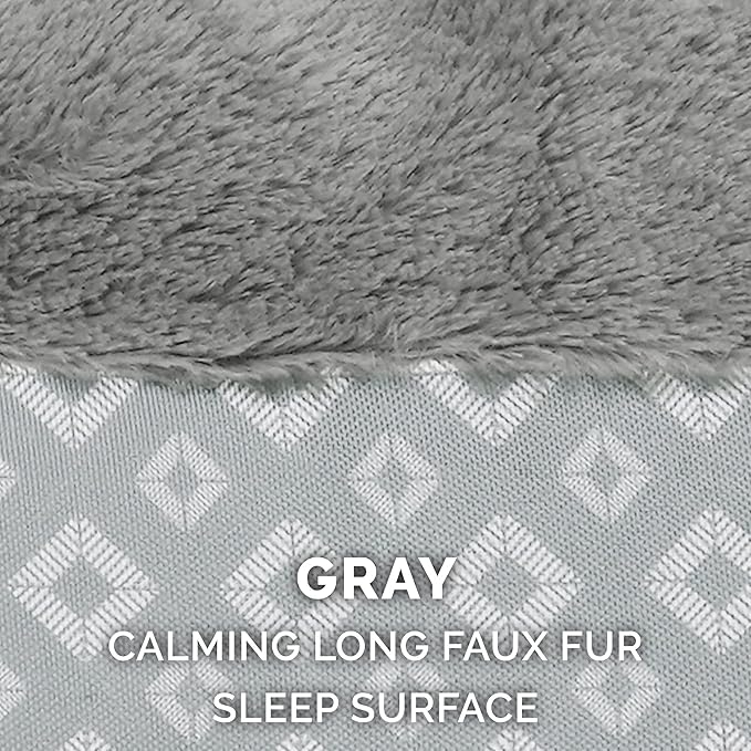 Furhaven Replacement Donut Dog Bed Cover Plush & Diamond Print Calming Cuddler