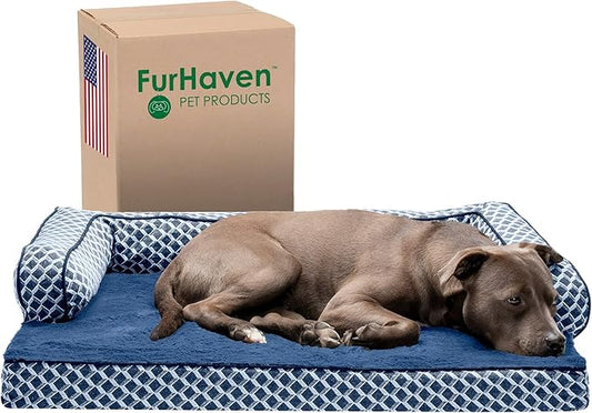 Furhaven Orthopedic Dog Bed for Large/Medium Dogs w/ Removable Bolsters & Washable Cover 55 lbs