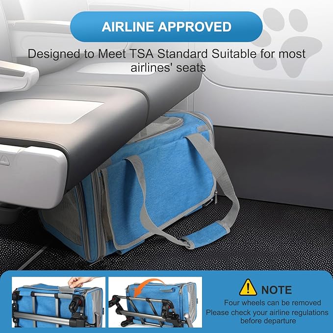 Airline Approved Expandable Premium Pet Carrier on Wheels 25 LBS(Upgrade