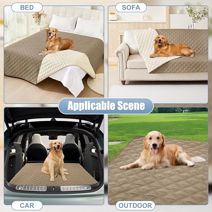 smiry Waterproof Dog Blanket (30"x53", Camel/Beige)