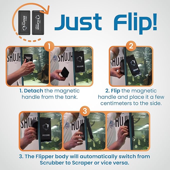 Flipper EDGE 2-in-1 Scrubber Scraper Floating Magnetic Fish Tank Aquarium Cleaner with DUAL BLADES