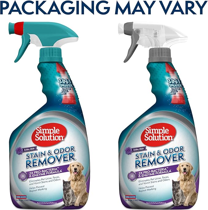 Simple Solution Stain and Odor Eliminator Spray for Dogs & Cats 2X Pro-Bacteria 32 oz