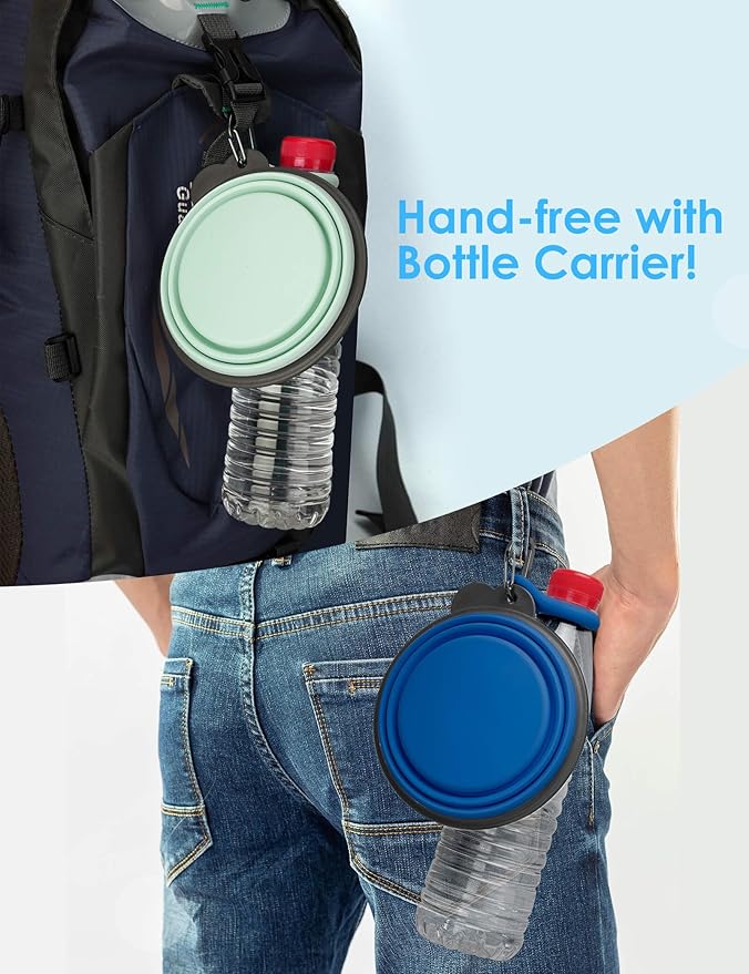 Aonkey Collapsible Dog Bowls with Bottle Carrier 2 Pack 37oz