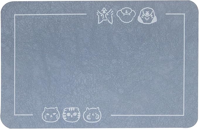 YCT Cat Pet Food Mat 11.8"x18.1" Navy