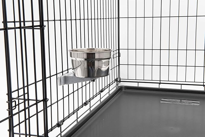 Lixit Quick Lock Removable Dog Kennel Bowls for Wire and Soft Sided Crates (20oz Wire Cage 2)