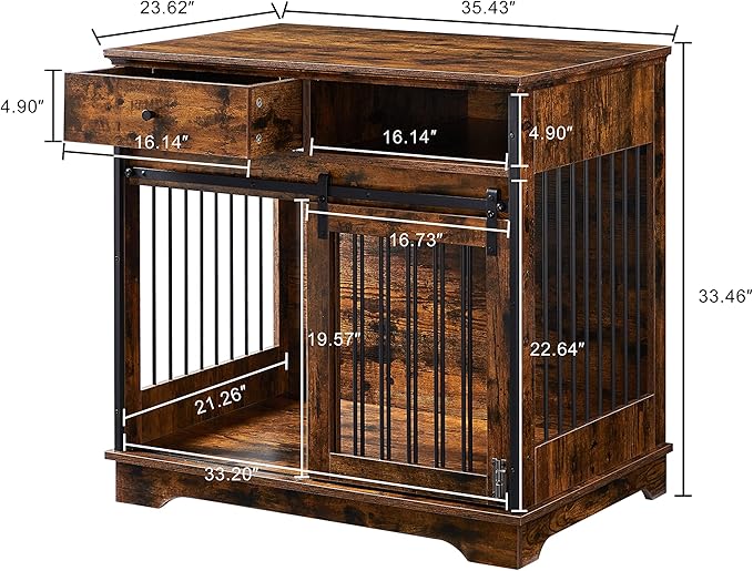 NicBex Dog Crate Furniture Dog Cage with Sliding Doors and Drawers