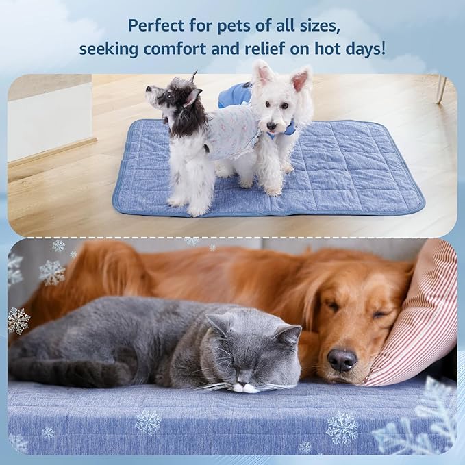 LOOBANI Dog Cooling Blanket for Large Dogs 0.4>Q-Max Dog 30x40, Blue