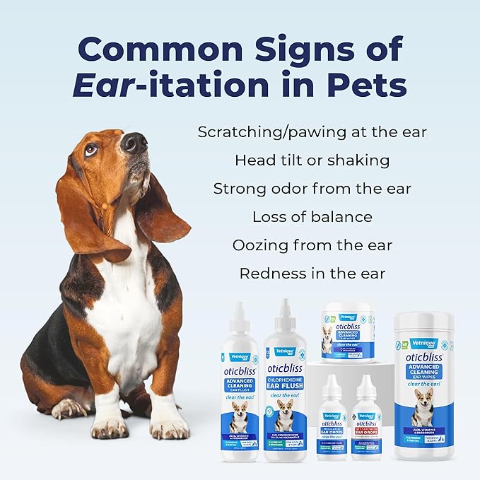 Vetnique Oticbliss Medicated Cat & Dog Ear Cleaner Drops 1% Hydrocortisone