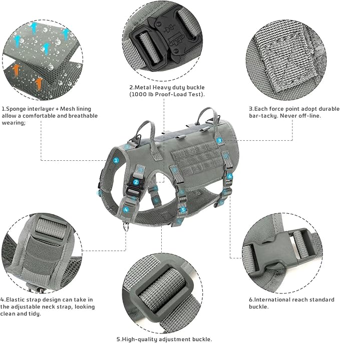 Forestpaw Tactical Dog Harness for Large Dogs