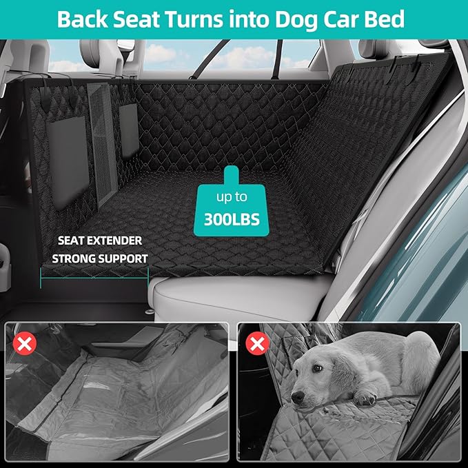 Back Seat Extender for Dogs Hard Bottom Dog 100% Waterproof
