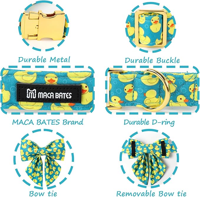 Maca Bates Duck Dog Collar with Bow Bowtie
