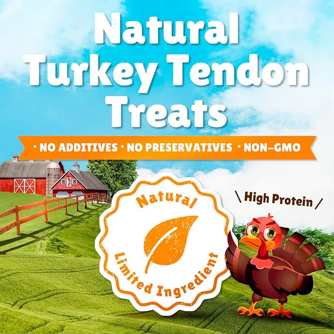 Gootoe Turkey Tendon Dog Treats – 100% USA-Sourced 3 Unit/Pack